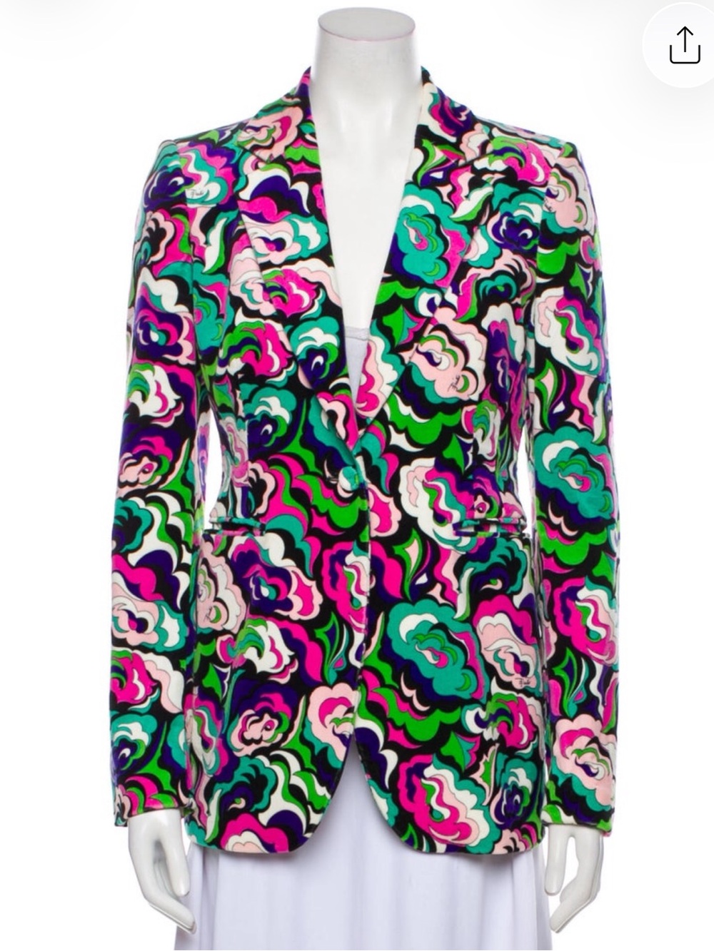 Emilio Pucci Pink Green Blue Floral-Print Blazer